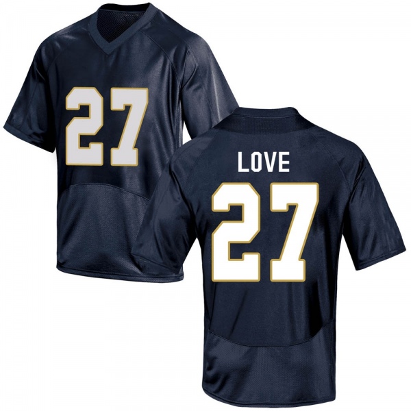 Julian Love Notre Dame Fighting Irish NCAA Youth #27 Navy Blue Game College Stitched Football Jersey BPE0355WV